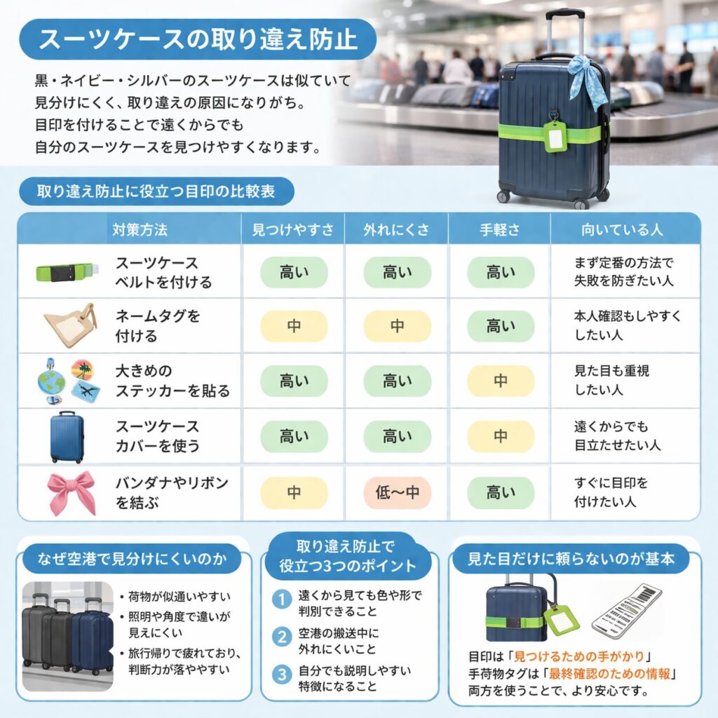 スーツケースの取り違え防止