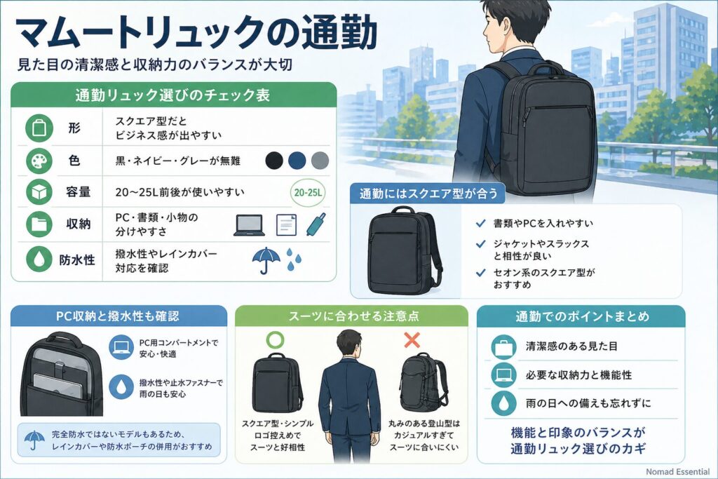 マムートリュックの通勤