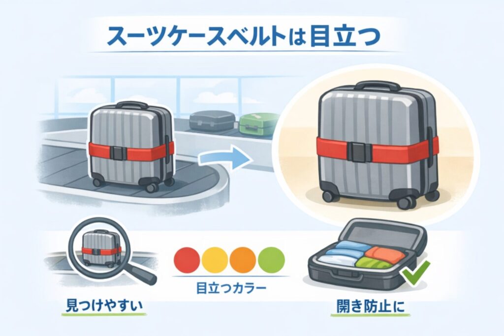 スーツケースベルトは目立つ