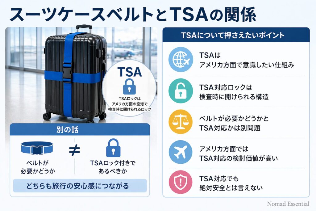 スーツケースベルトとTSAの関係