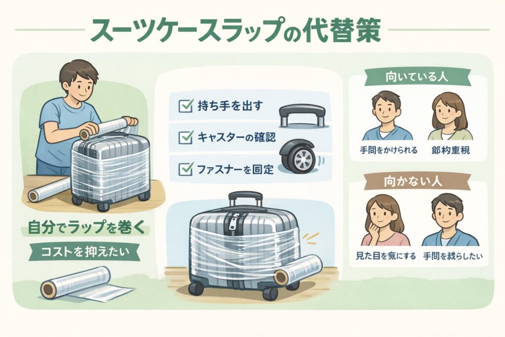 スーツケースラップを自分で巻く方法