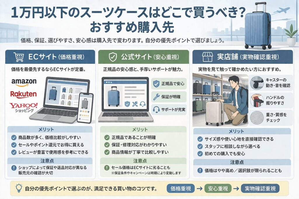 1万円以下のスーツケースはどこで買うべき？おすすめ購入先
