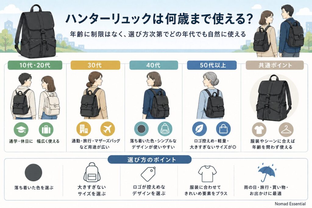 ハンターリュックは何歳まで使える？