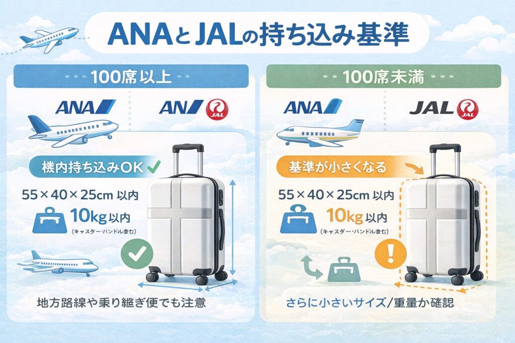 ANAとJALの持ち込み基準