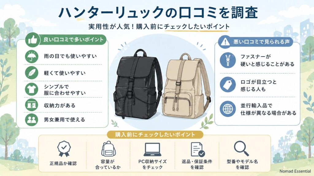 ハンターリュックの口コミを調査