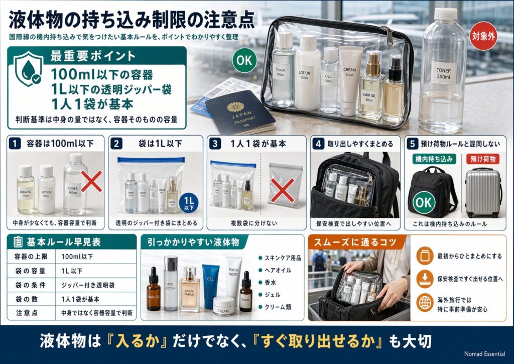 液体物の持ち込み制限の注意点