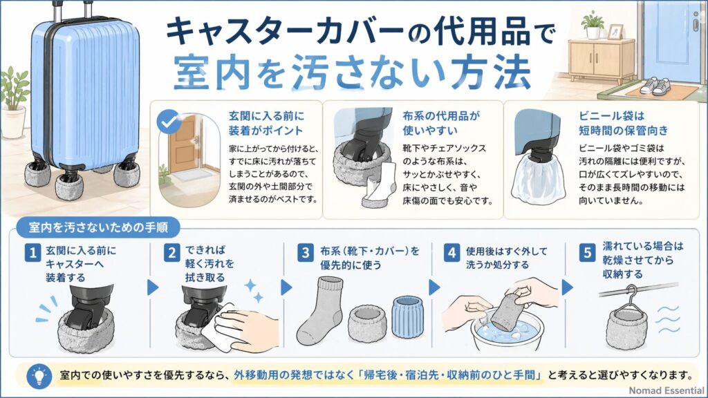 キャスターカバーの代用品で室内を汚さない方法