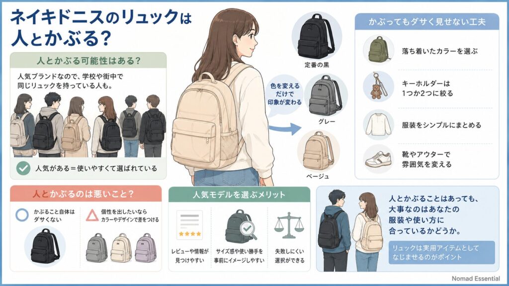 ネイキドニスのリュックは人とかぶる？