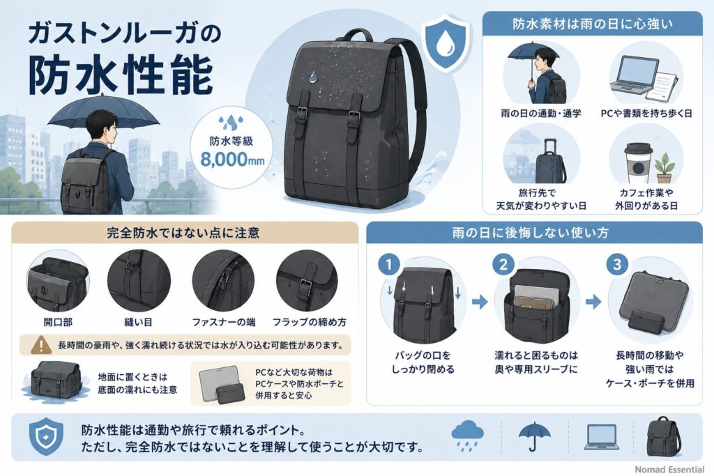 ガストンルーガの防水性能