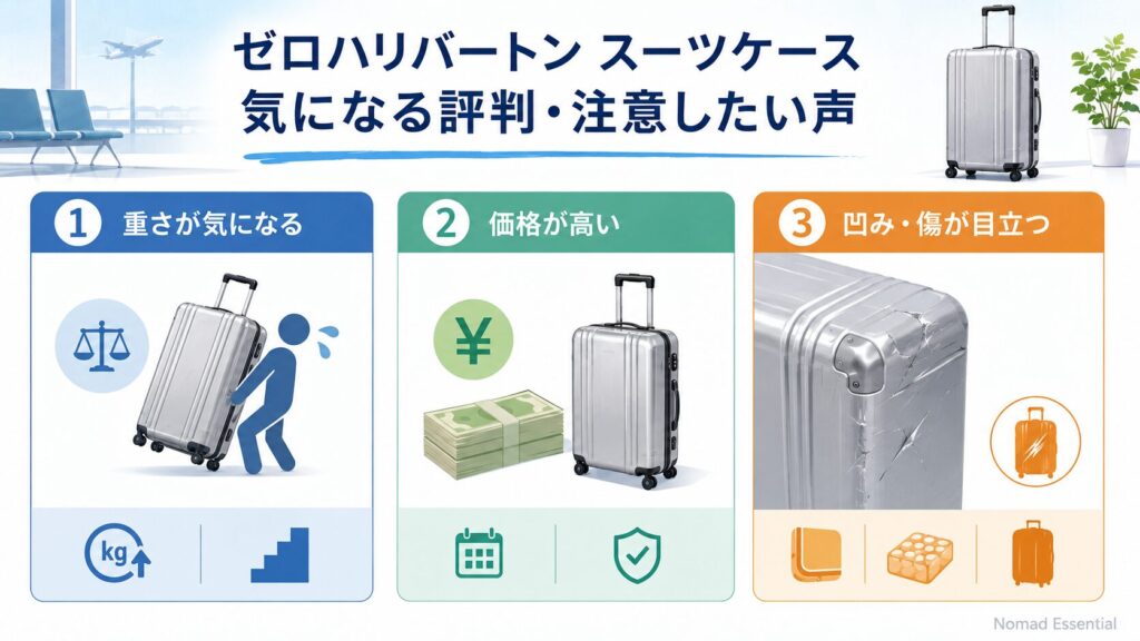 ゼロハリバートン スーツケースの気になる評判・注意したい声