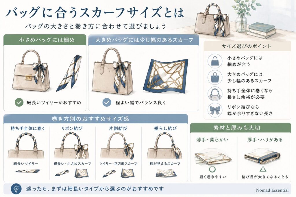 バッグに合うスカーフサイズとは