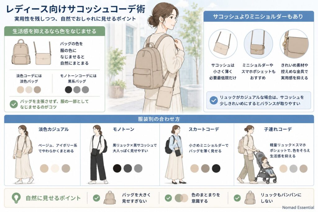 レディース向けサコッシュコーデ術
