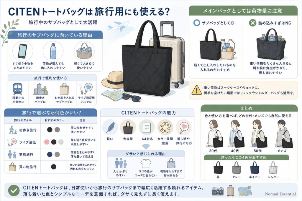 旅行用バッグにも使える？