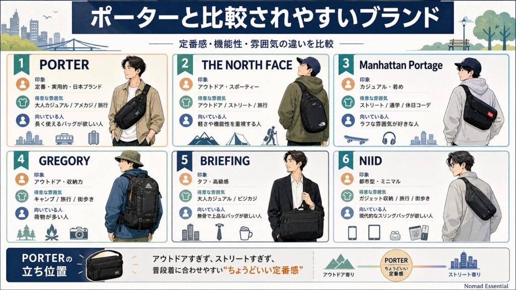 ポーターと比較されやすいブランド