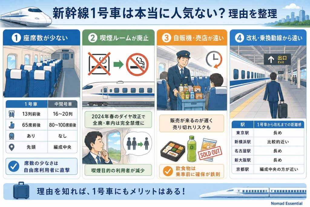 新幹線1号車は本当に人気ない?言われる理由を整理