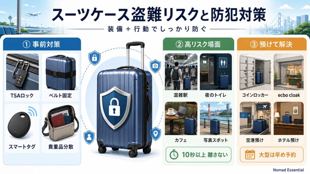 スーツケース盗難リスクと防犯対策