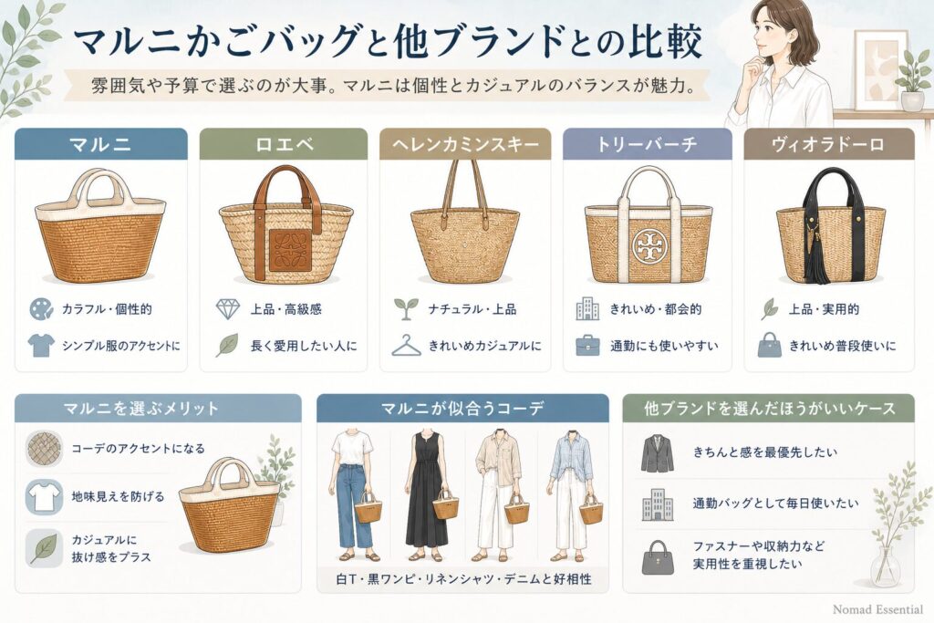 マルニかごバッグと他ブランドとの比較