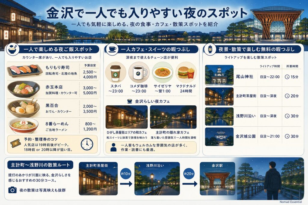 金沢で一人でも入りやすい夜のスポット