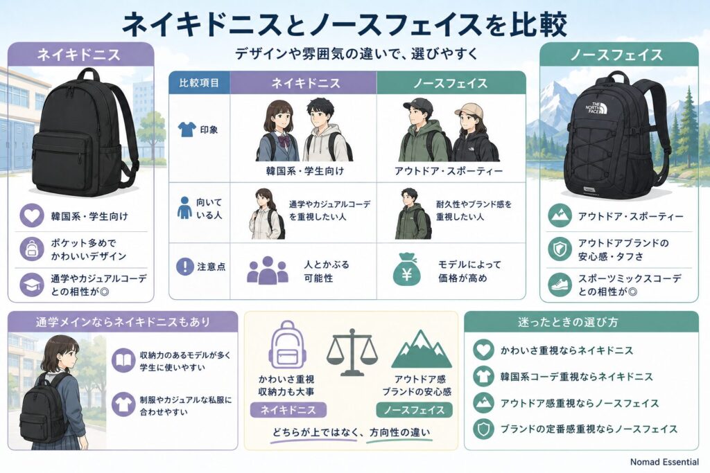 ネイキドニスとノースフェイスを比較