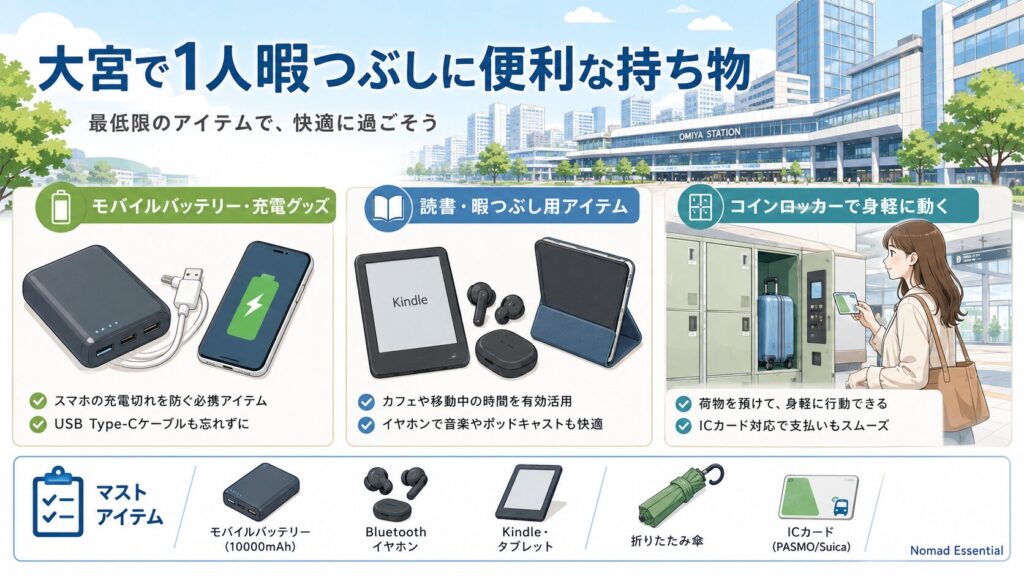 大宮で1人暇つぶしに便利な持ち物