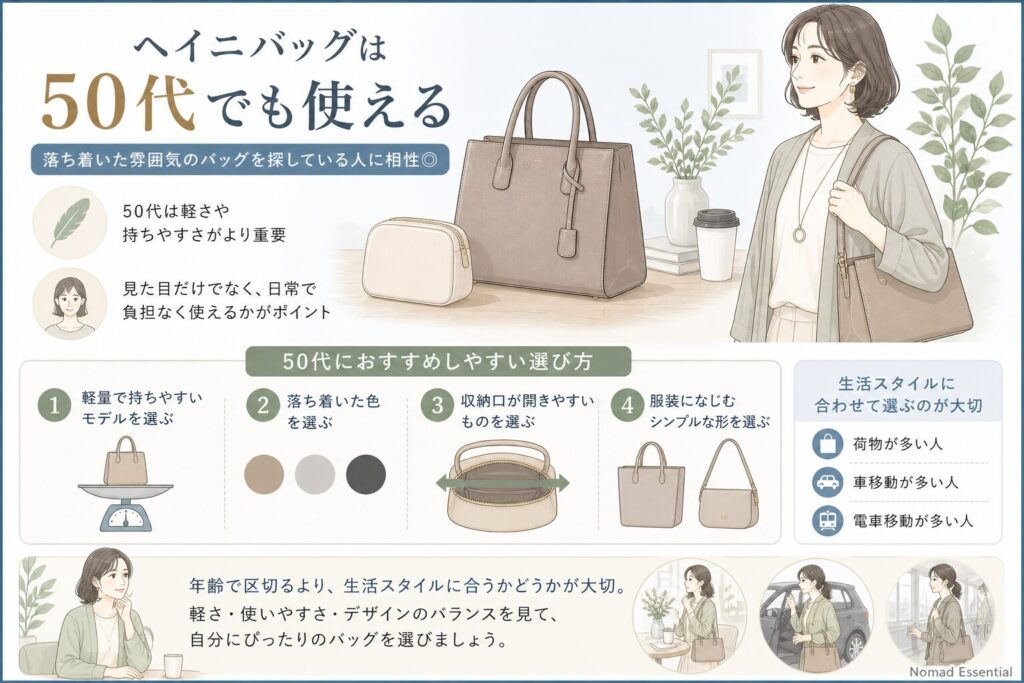 ヘイニバッグは50代でも使える