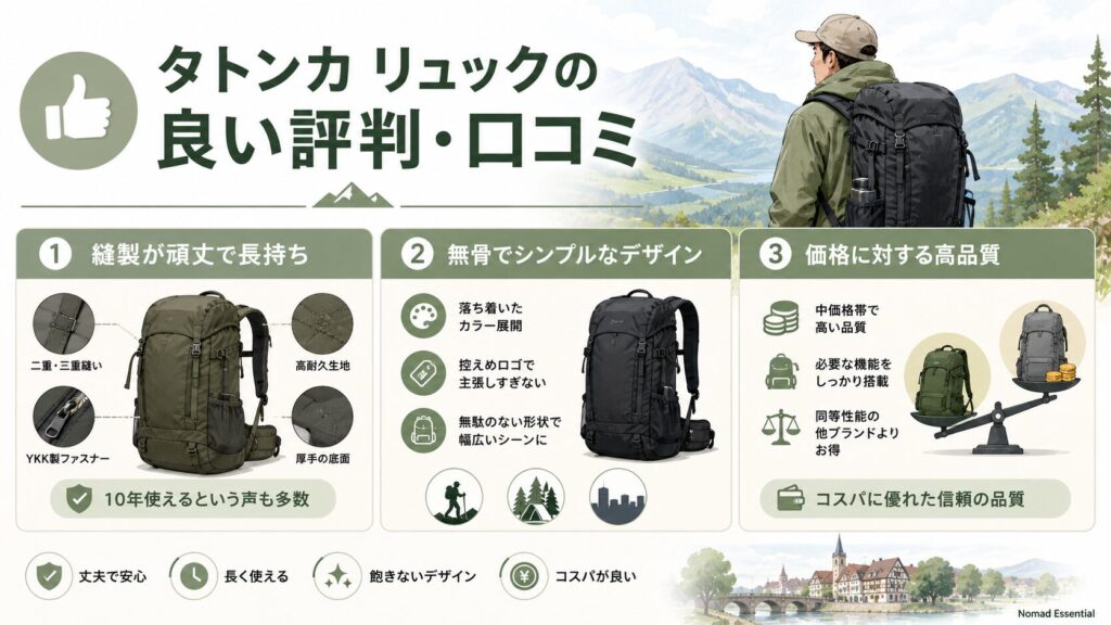 タトンカ リュックの良い評判・口コミ