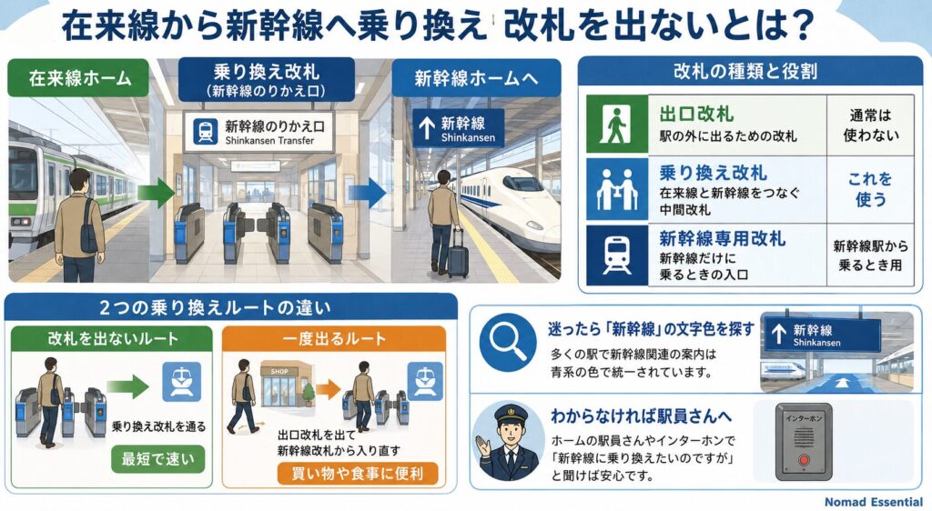 在来線から新幹線への乗り換えで「改札を出ない」とはどういうこと？