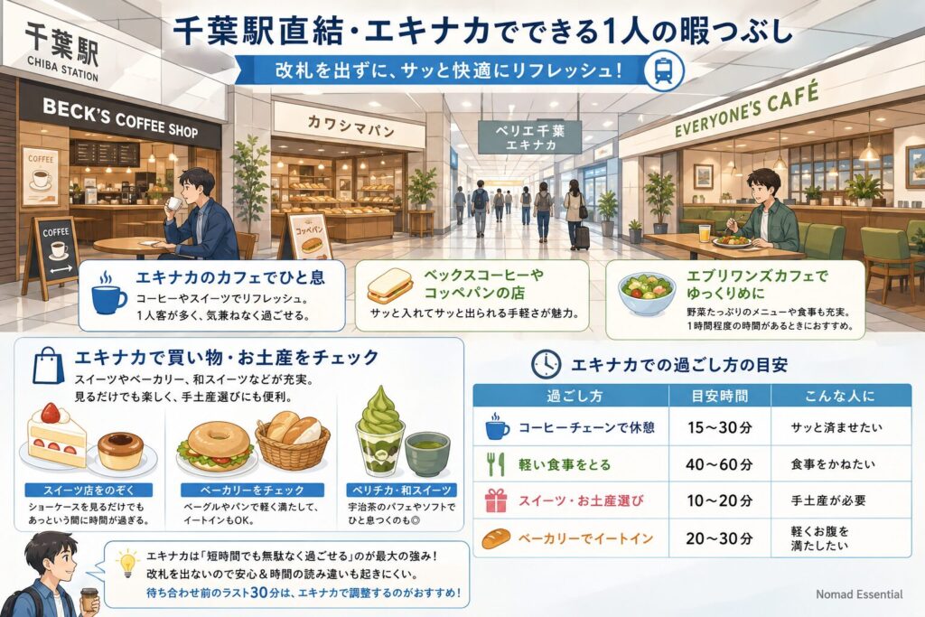 千葉駅直結・エキナカでできる1人の暇つぶし