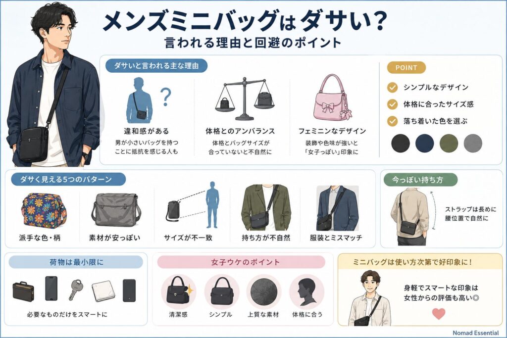 メンズミニバッグはダサい？言われる理由