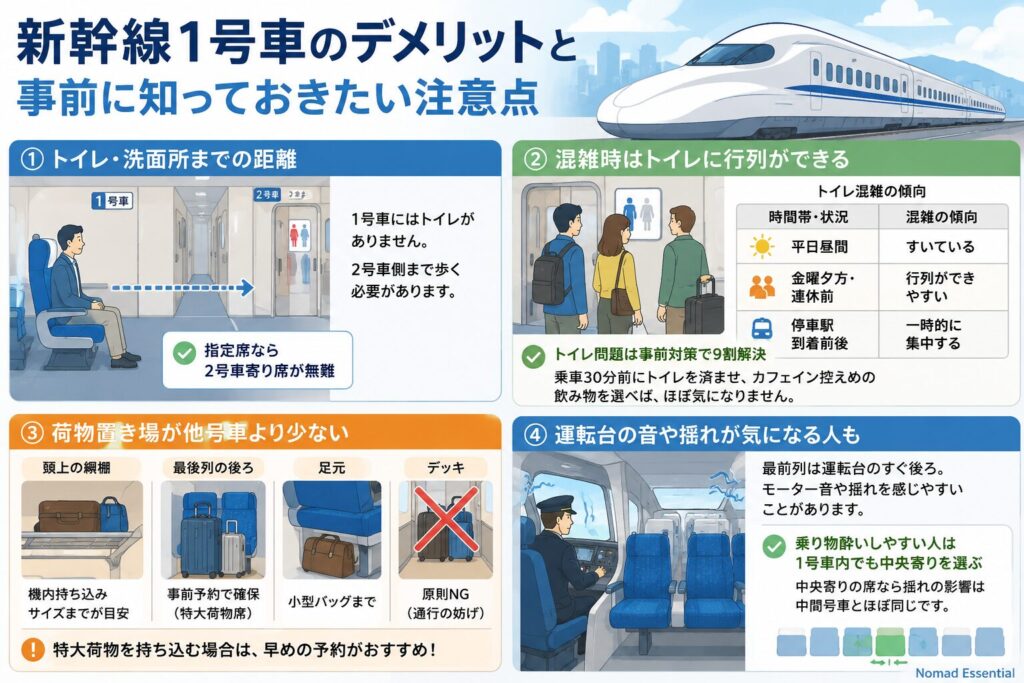 新幹線1号車のデメリットと事前に知っておきたい注意点