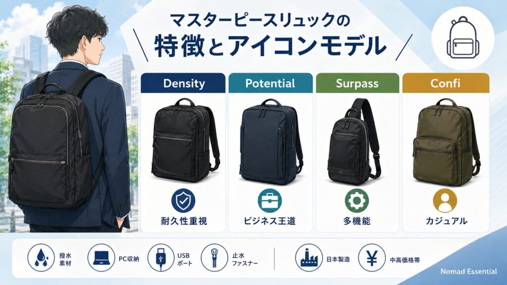 マスターピースリュックの特徴とアイコンモデル