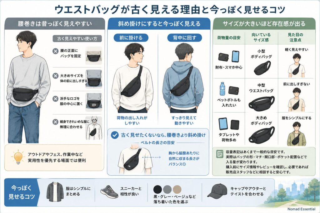 ウエストバッグが古く見える理由