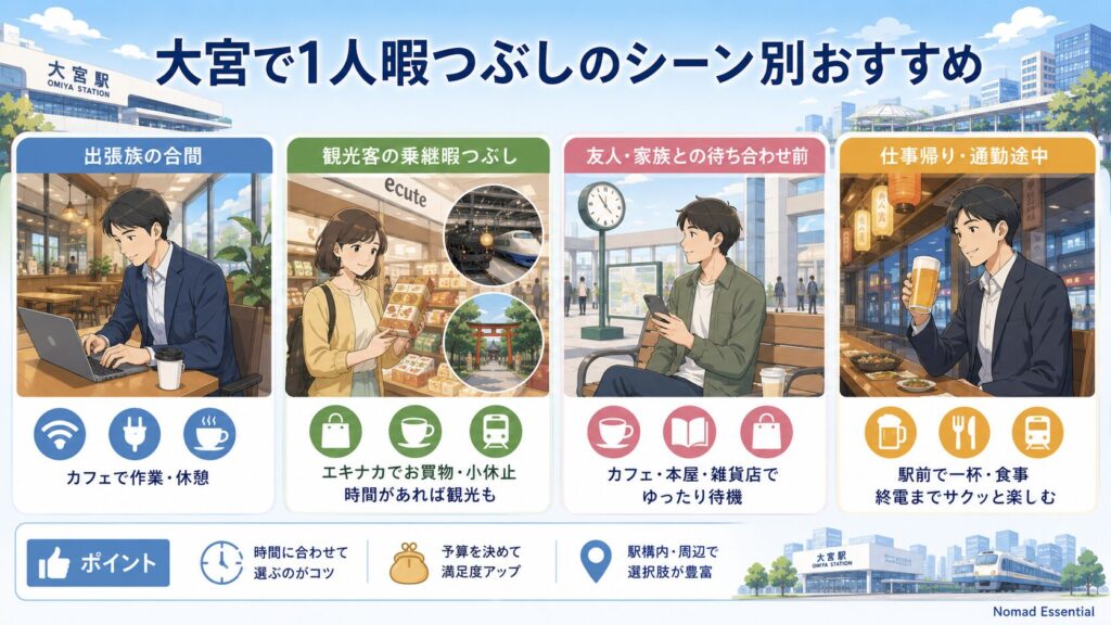 大宮で1人暇つぶしのシーン別おすすめ