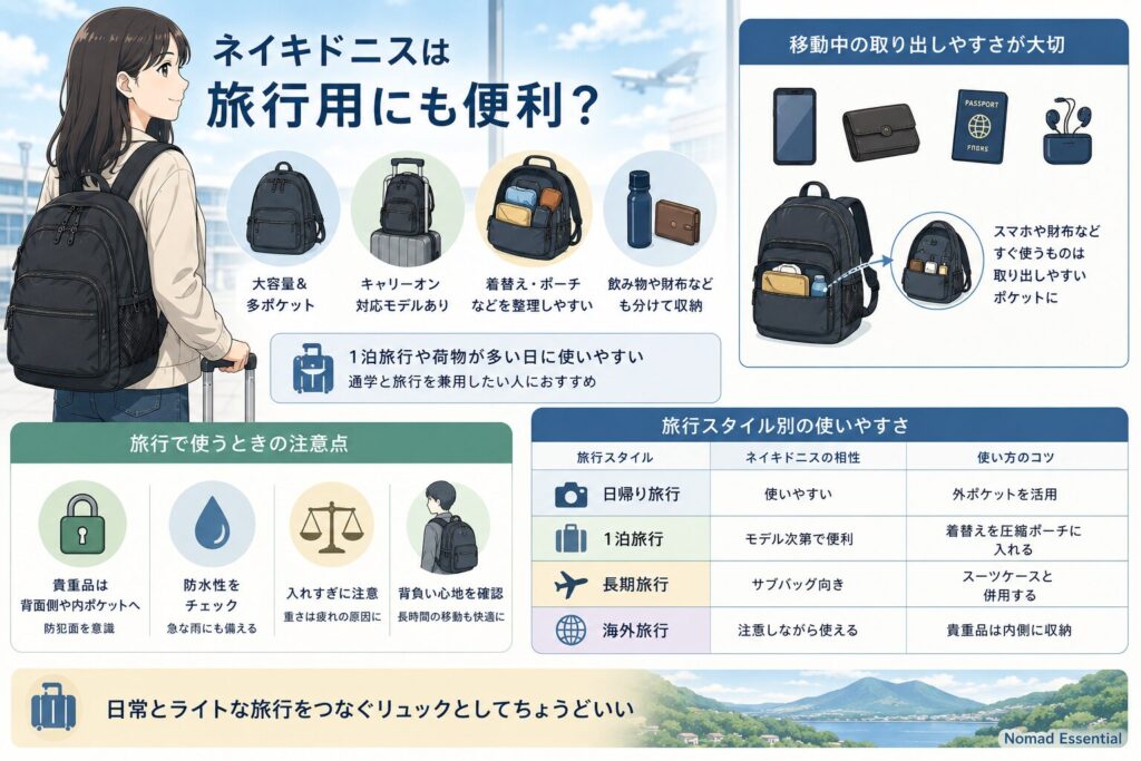 ネイキドニスは旅行用にも便利？