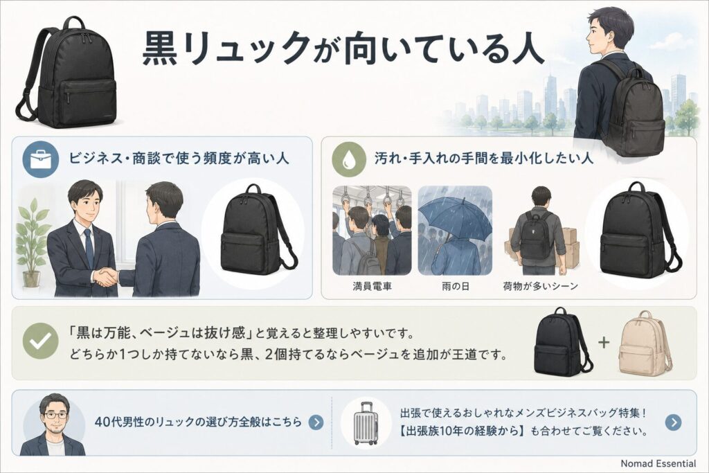 黒リュックが向いている人
