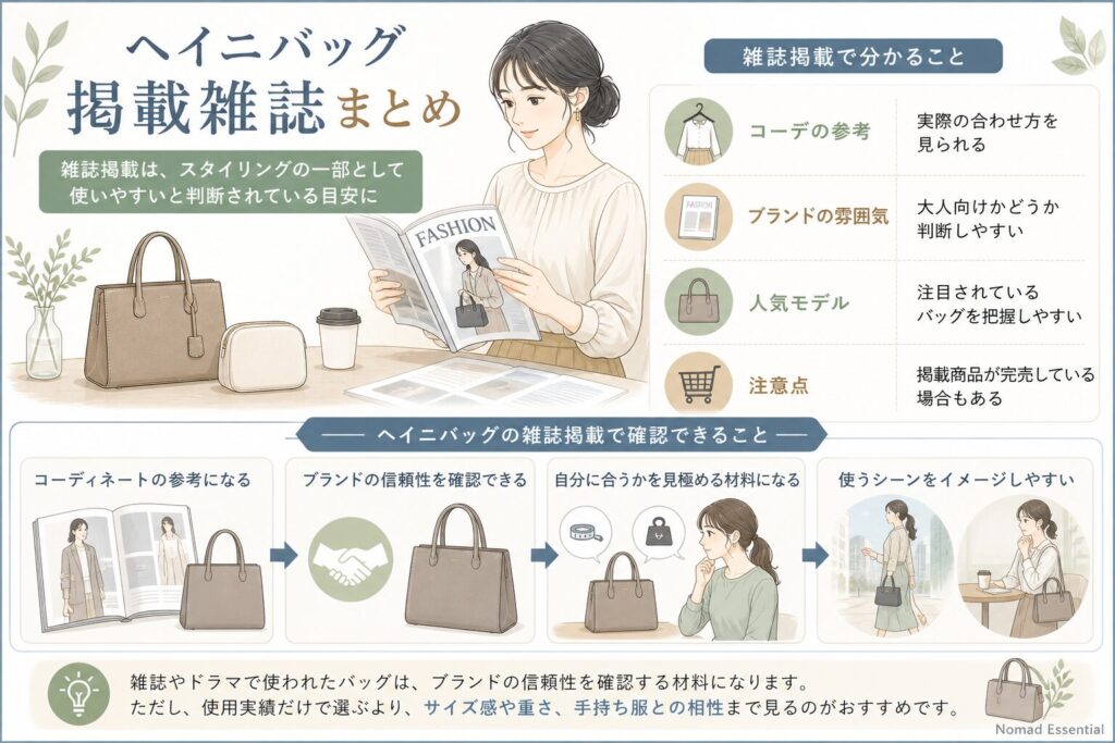 ヘイニバッグ掲載雑誌まとめ