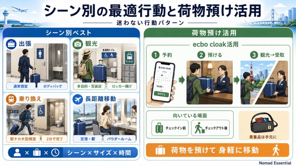 シーン別の最適行動と荷物預けの活用