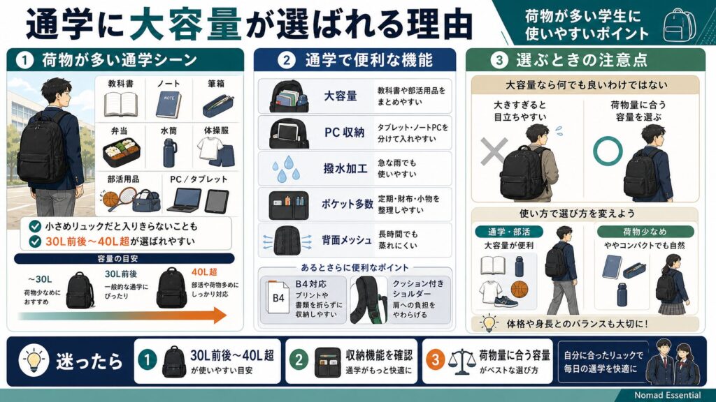 通学に大容量が選ばれる理由