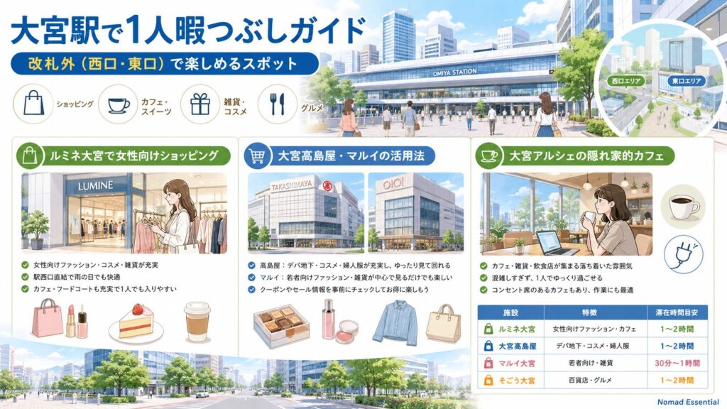 大宮駅で1人暇つぶしする基本ガイド