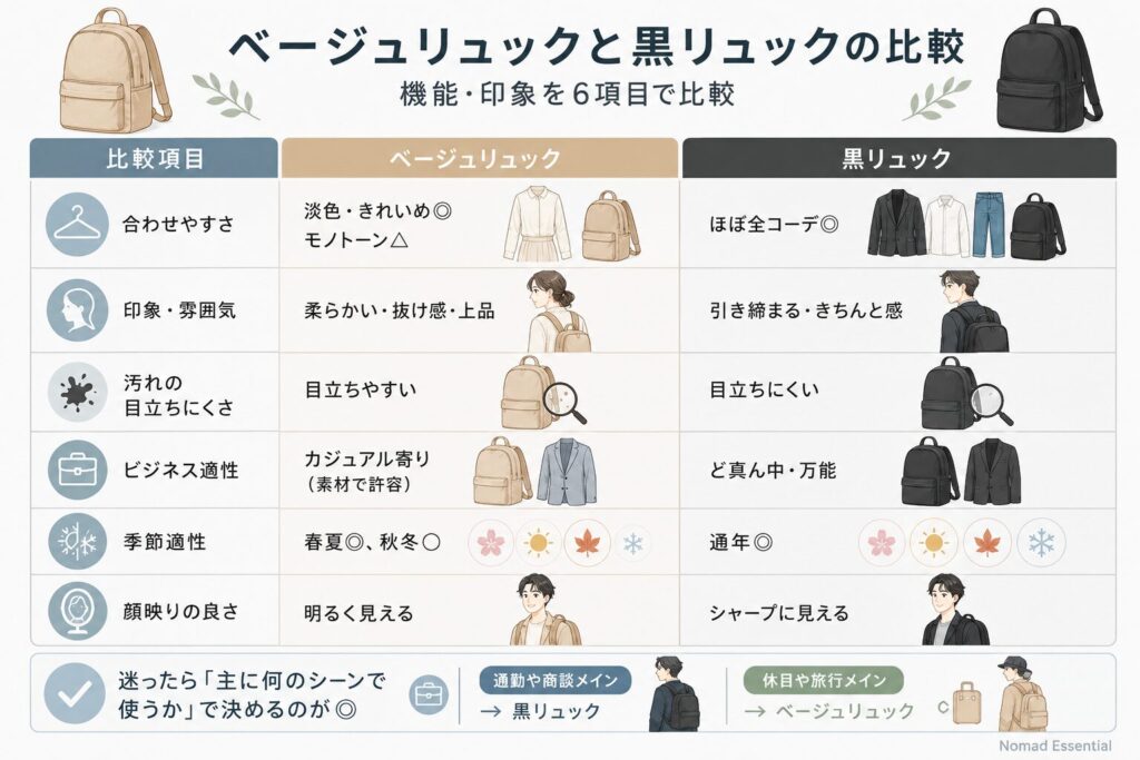 機能・印象を6項目で比較
