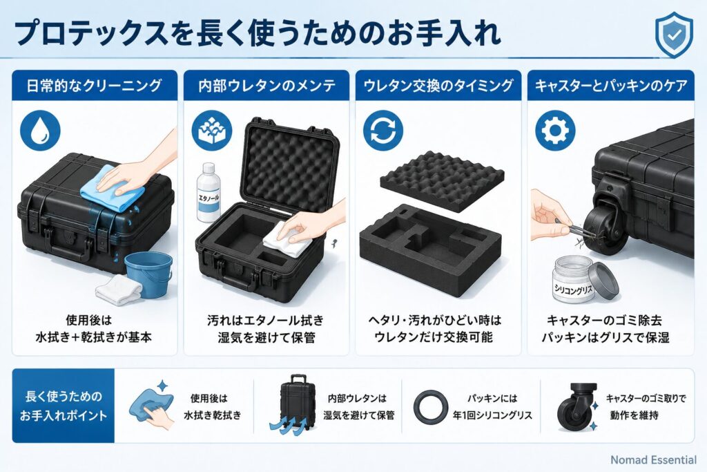 プロテックスを長く使うためのお手入れ