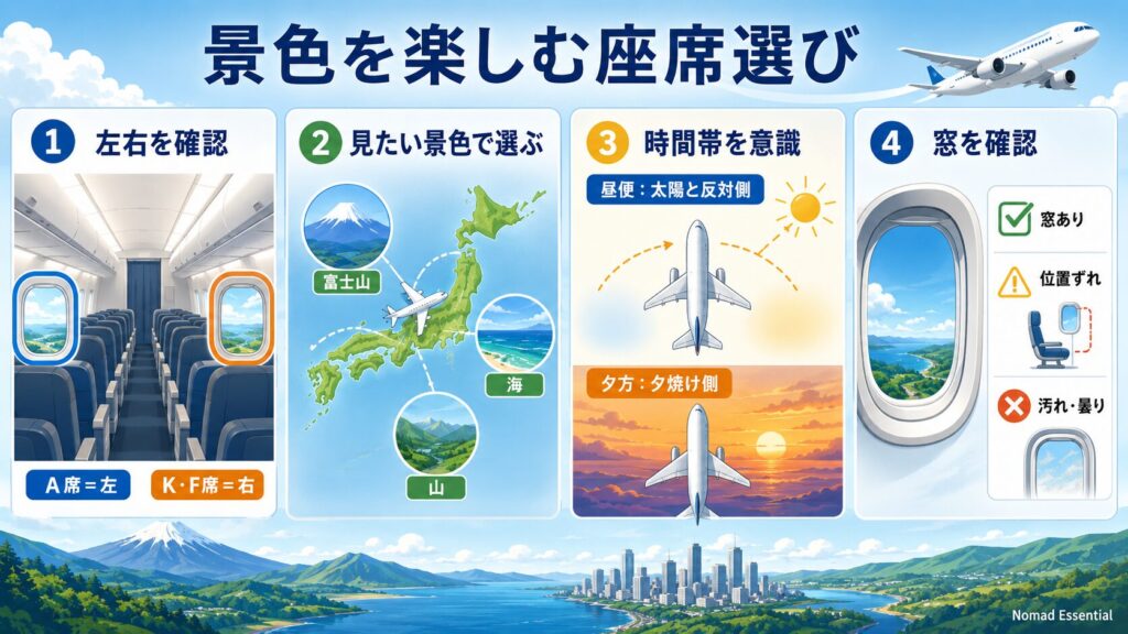 景色を楽しむための座席選びのポイント