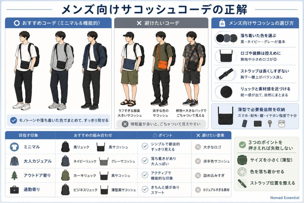 メンズ向けサコッシュコーデの正解