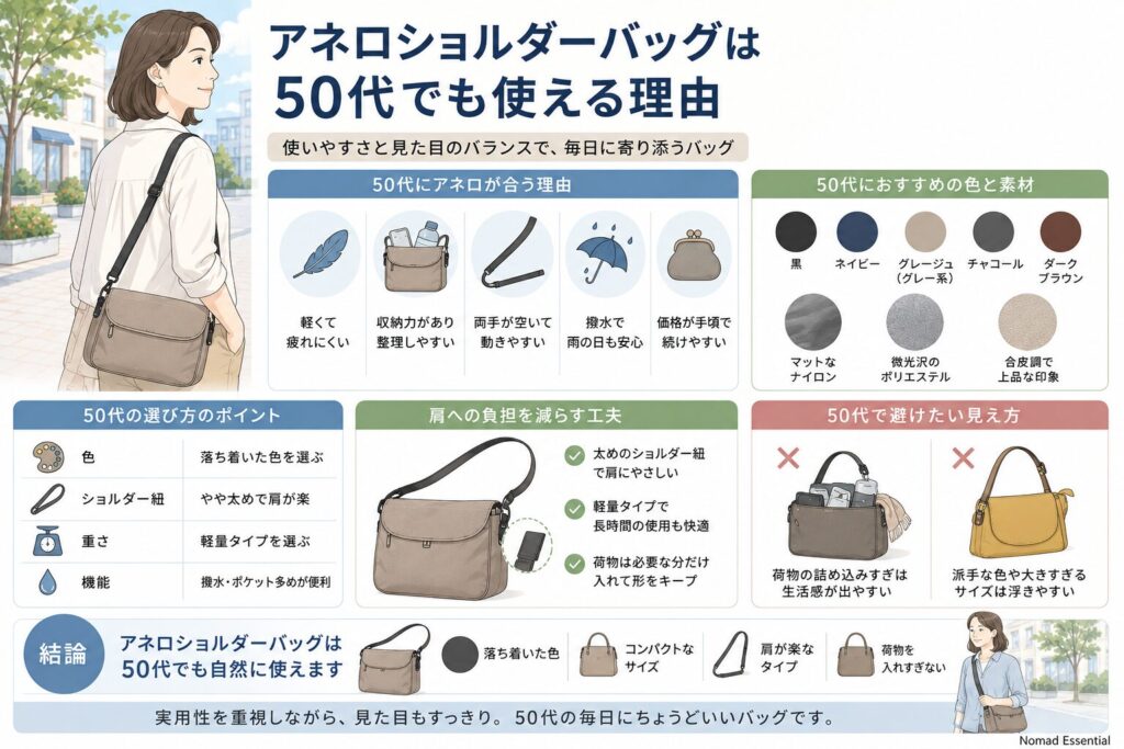 アネロショルダーバッグは50代でも使える理由