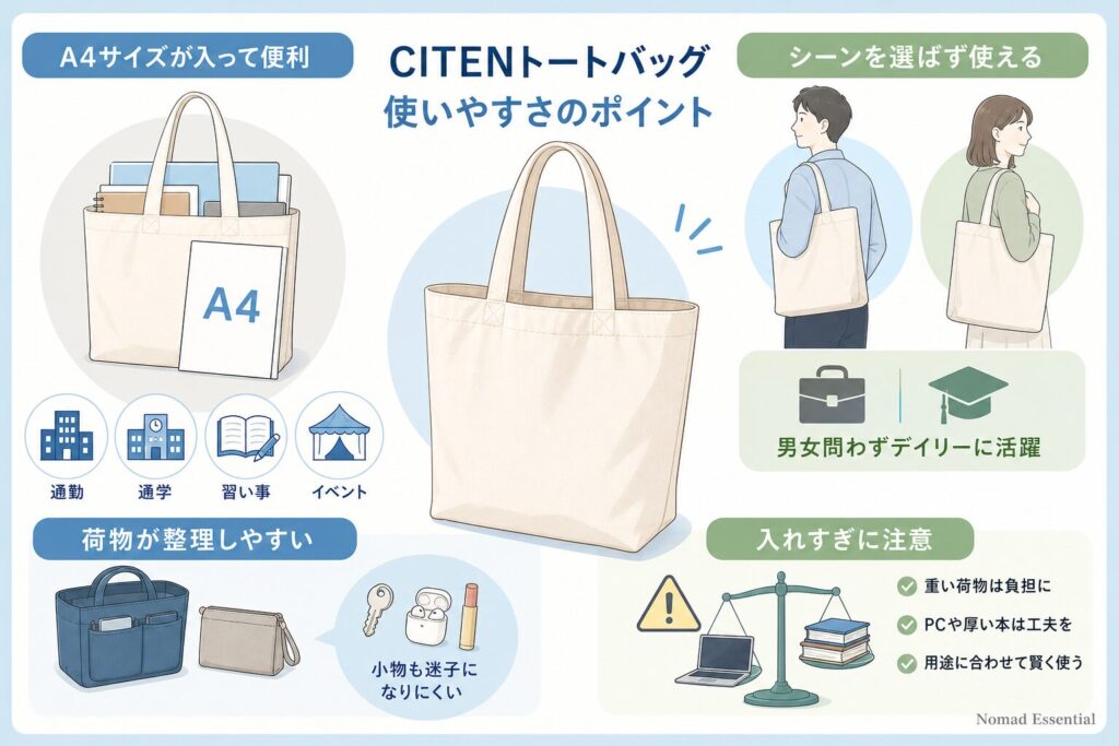 A4対応で通勤通学に便利