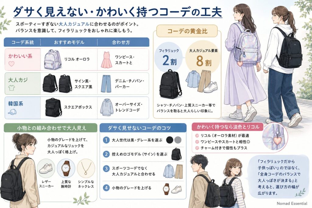 ダサく見えない・かわいく持つコーデの工夫