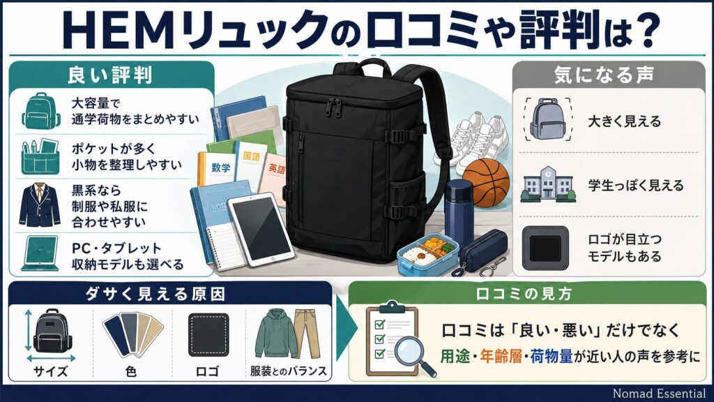 HEMリュックの口コミや評判は？