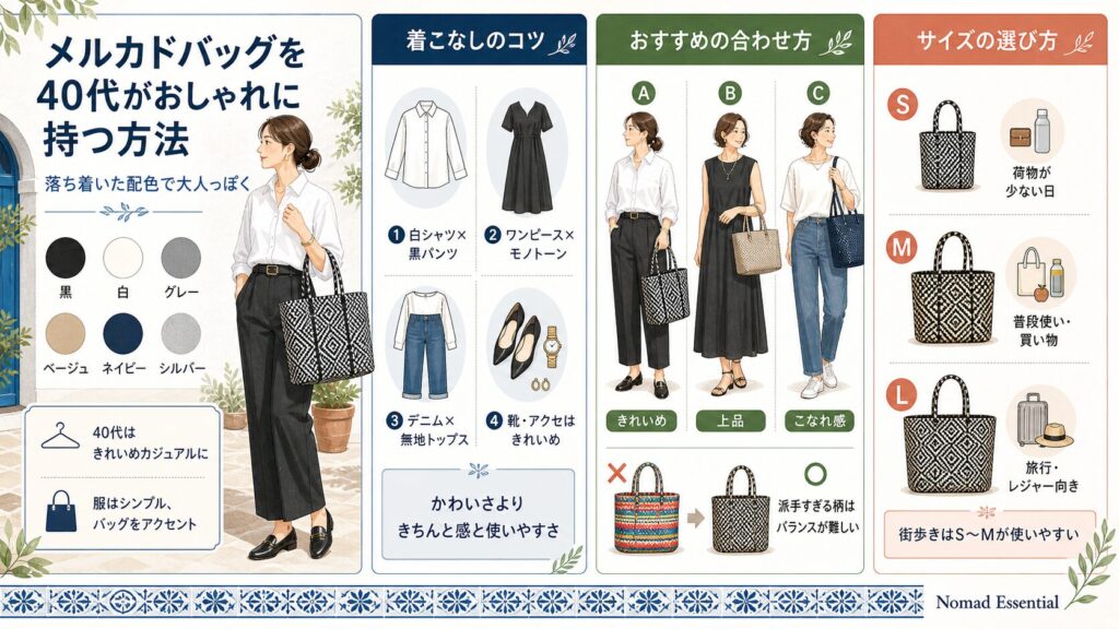 メルカドバッグを40代がおしゃれに持つ方法