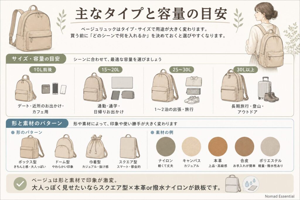 主なタイプと容量の目安