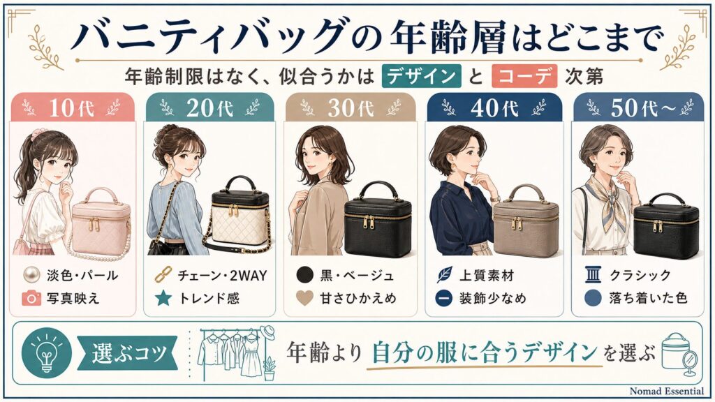 バニティバッグの年齢層はどこまで